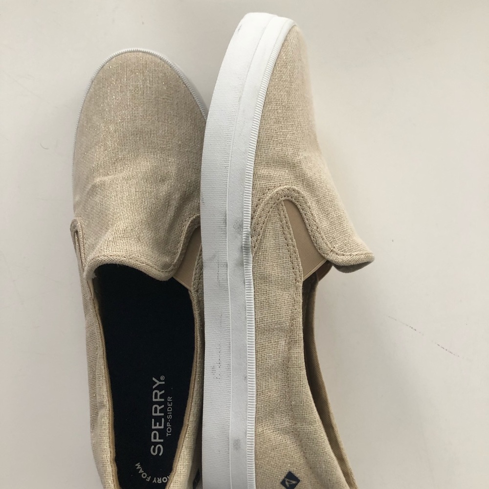NWOT Sperry gold metallic slip on sneakers - Picture 4 of 6